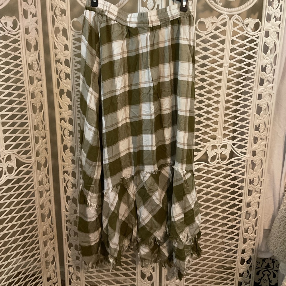CATO Green & White tethered maxi skirt